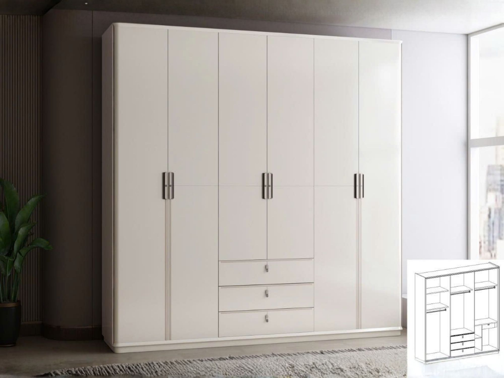 Tủ Áo 6 Cánh Sành Điệu Cho Phòng Ngủ TU6808-1