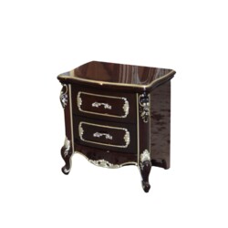 Tủ đầu giường tân cổ điển TA8802G được chụp góc 3/4 trên nền trắng, làm nổi bật kiểu dáng sang trọng. Tủ có hai ngăn kéo…