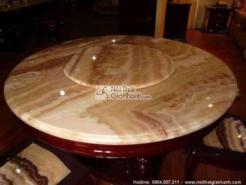 Bộ bàn ăn tròn 1M5 mặt đá ngọc long đen BAT206S-150