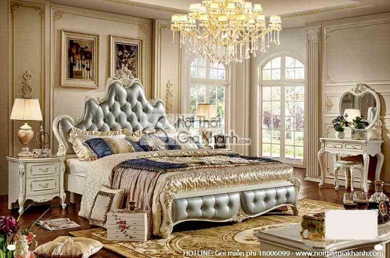 Bộ giường ngủ êm ái phong cách Pháp 8813ABG