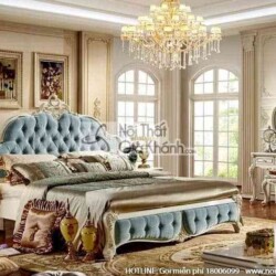 Bộ giường ngủ 1m8 French White tinh tế 8812ABG