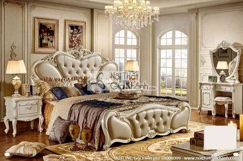 Bộ giường ngủ êm ái phong cách Pháp 8811ABG