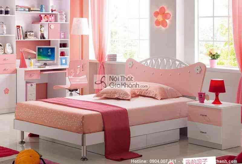 Giường ngủ hồng cam cho bé gái