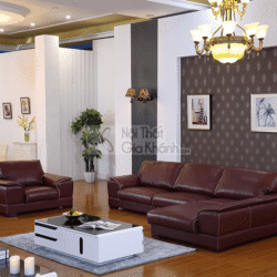 Bộ sofa tân cổ điển da bò Ý cao cấp góc trái 6919