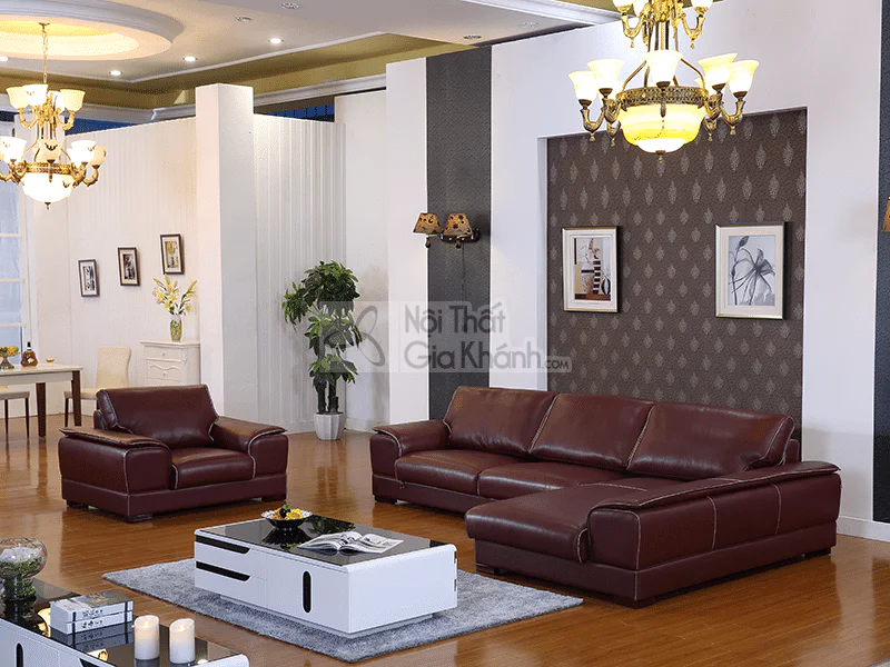 [Hàng Order] Bộ sofa tân cổ điển da bò Ý cao cấp góc trái 6919