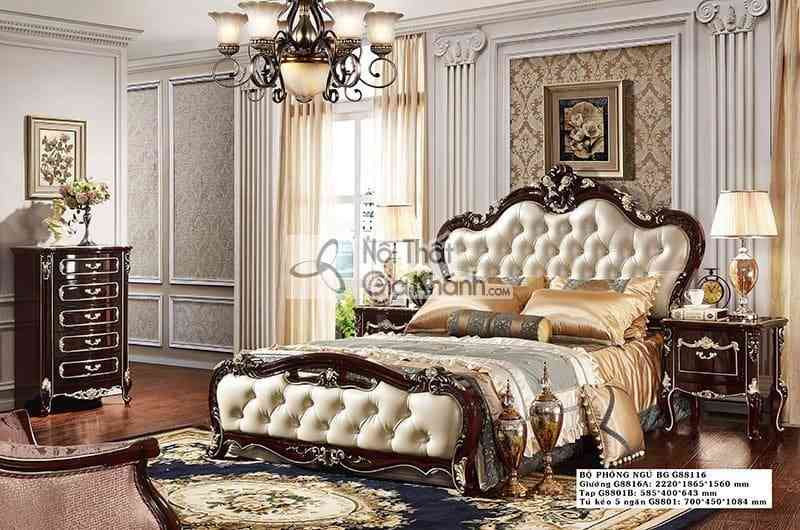 Táp đầu giường gỗ tân cổ điển màu rượu vang nho TA8801G