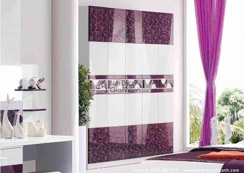 Bộ phòng ngủ Lovely gỗ công nghiệp HĐ217BG 11 Tủ Áo 5 Cánh Mở 217