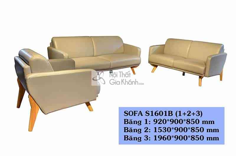 Bộ sofa tân cổ điển da 3 băng rời màu kem sang trọng S1601B