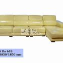 Sofa tân cổ điển da 3 băng góc trái màu kem 618SF