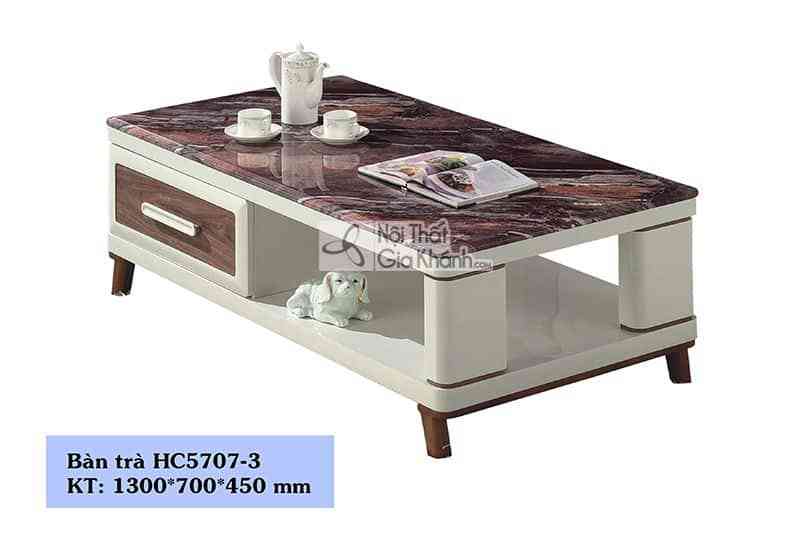 Bàn trà (Bàn Sofa) gỗ phòng khách hiện đại mặt kính trắng HC835-1