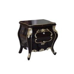 Táp đầu giường TA8803G chụp từ góc 3/4, đặt trên nền trắng tinh khiết. Tủ có hai ngăn kéo, chân cong điệu đà và các chi ti…