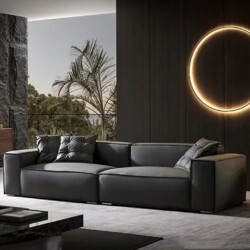 Sofa băng hiện đại SFA33-4 được chụp chính diện, hơi chếch sang phải, làm nổi bật toàn bộ chiều dài của sofa trong không g…