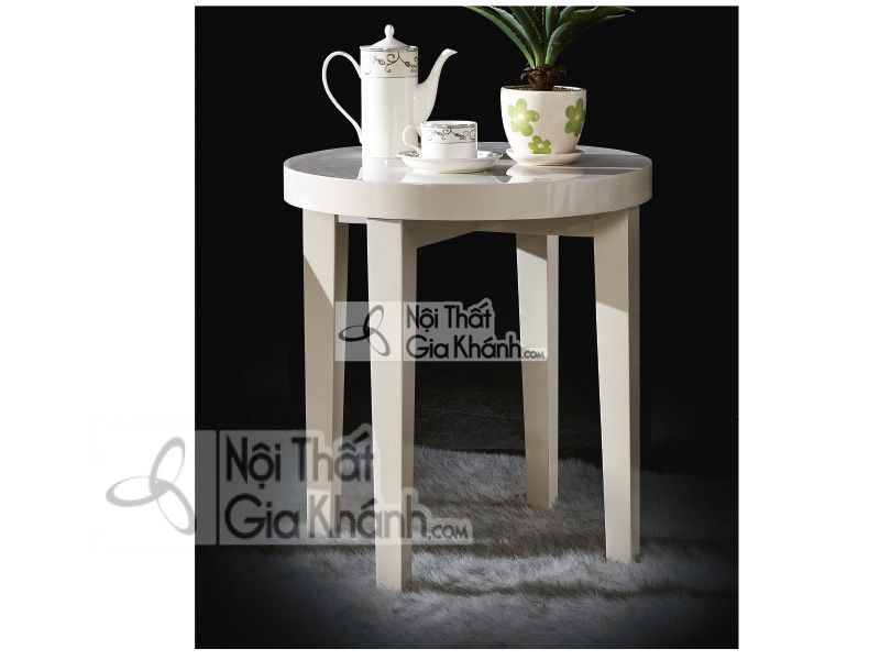 Bàn sofa gỗ hình tròn, nhỏ gọn cho phòng khách hiện đại