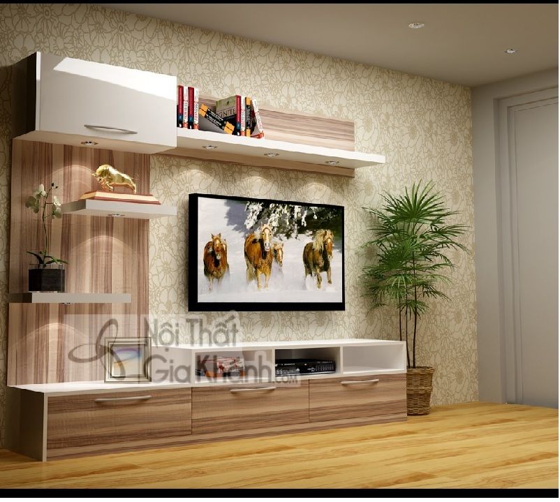 Nên chọn kệ có kích thước lớn cho phòng khách