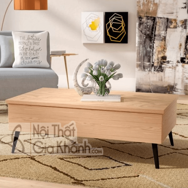 Bàn cafe sofa nâng bằng gỗ hình chữ nhật