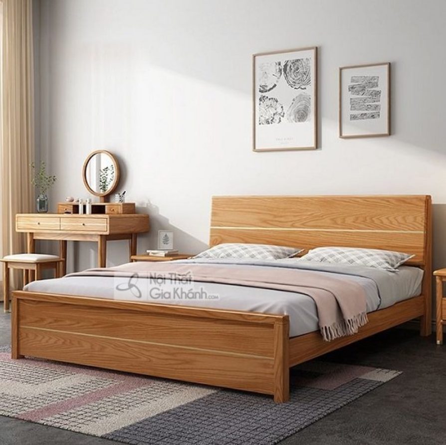 Giường ngủ đôi làm từ gỗ tự nhiên