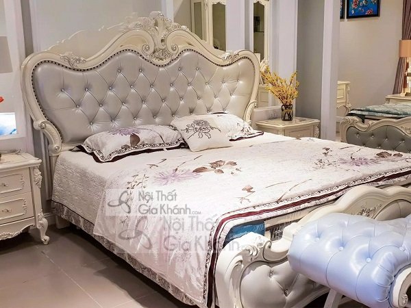 Mẫu giường ngủ đẹp màu trắng nhập khẩu