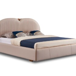Giường ngủ bọc da Luxury GIJF278-18 được chụp chính diện, hơi chếch sang phải trên nền trắng. Giường có đầu giường cao, bọ…