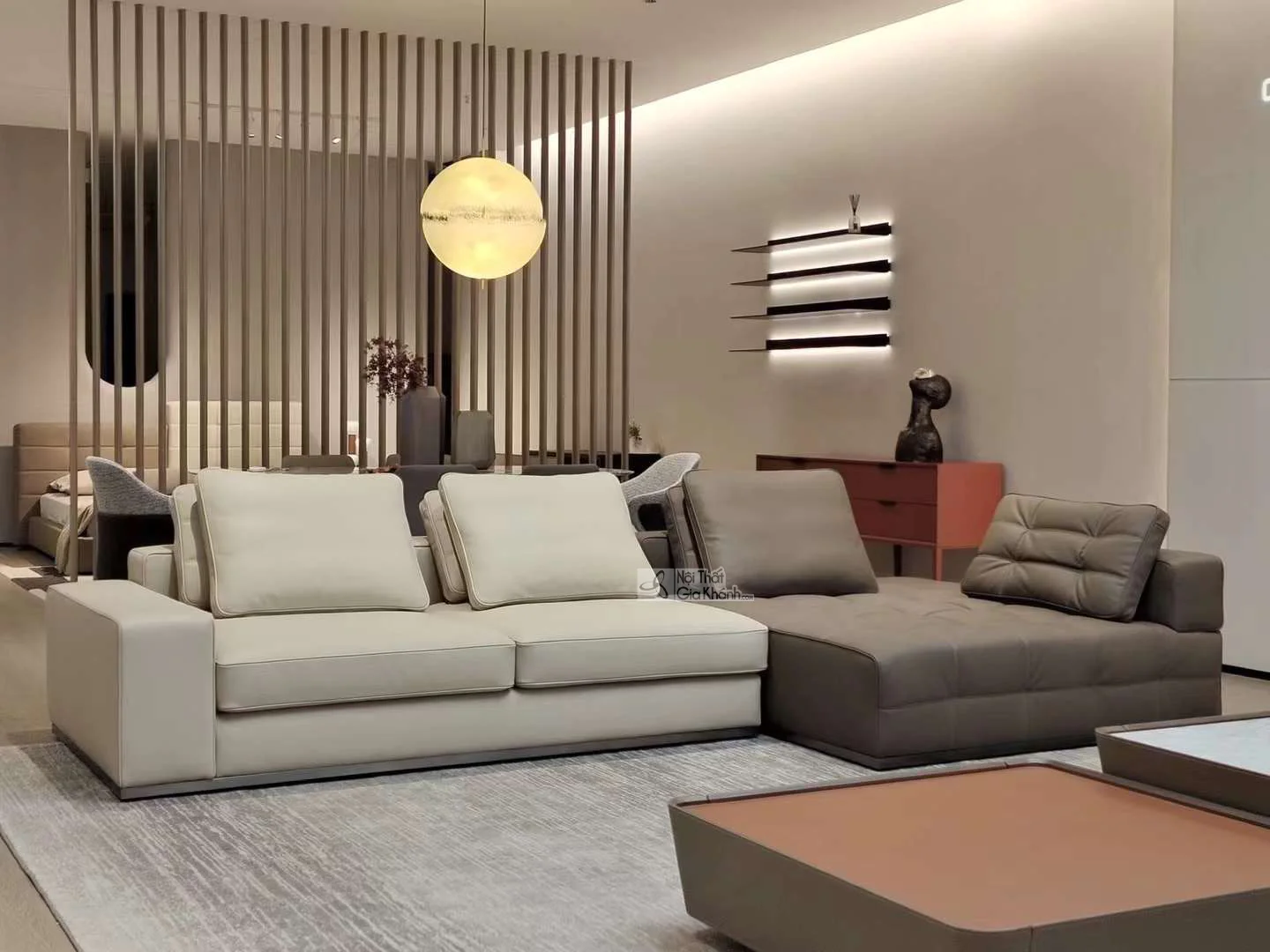 Bộ Sofa Góc Phong Cách Ý Da Bò Tự Nhiên 100% Cho Chung Cư SF2216