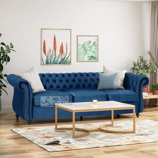 sofa màu xanh dương 3 băng