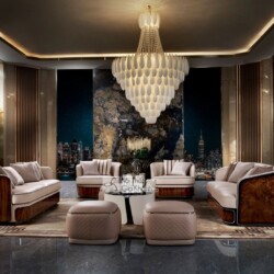 Toàn cảnh bộ sofa 1133 Luxury SFGD13 được bố trí trong không gian phòng khách sang trọng, chụp từ góc chính diện. Bộ sản p…