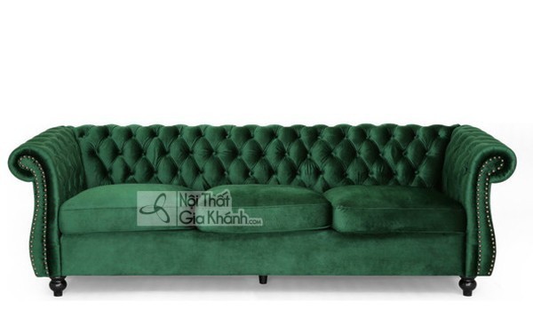 sofa xanh reu khung go