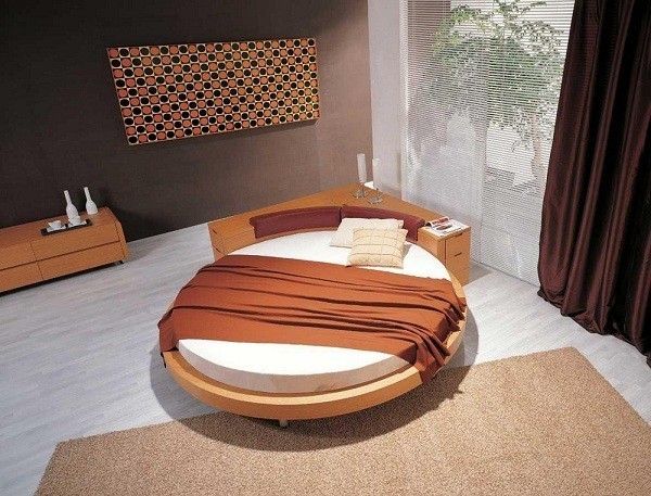 Giường ngủ tròn bằng gỗ tự nhiên
