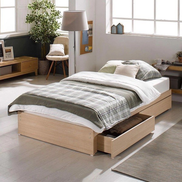 mẫu giường hộp gỗ công nghiệp có ngăn kéo
