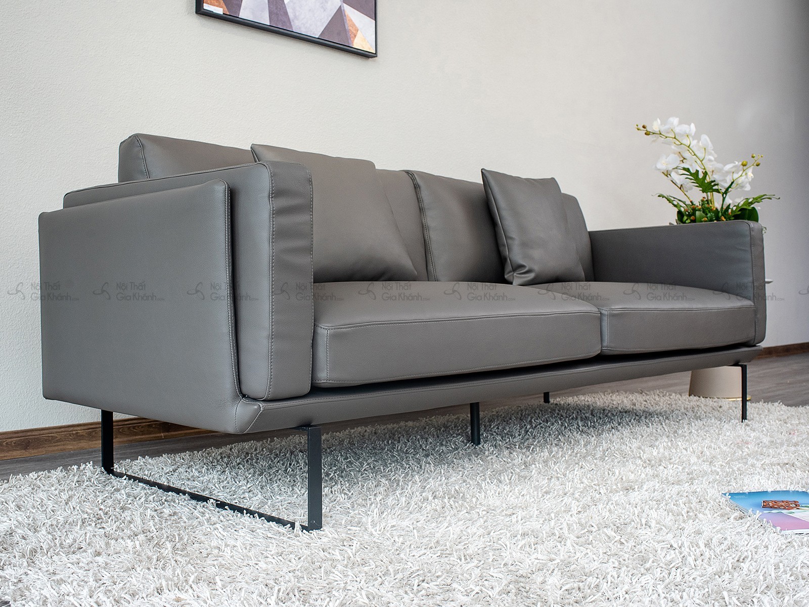 Sofa phòng khách bọc da thật 100% SB0064T-3