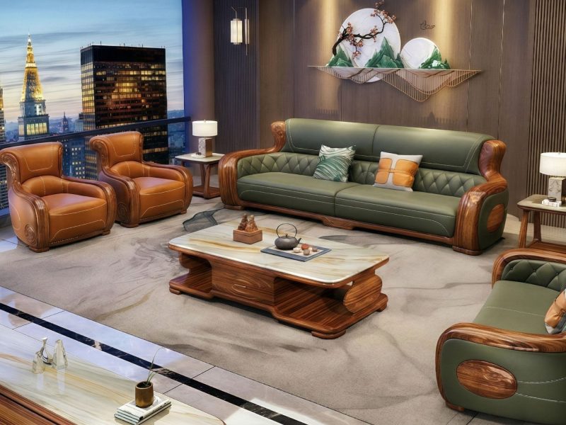 Bộ Sofa Gỗ Mun Nhập Khẩu Cho Phòng Khách Sang Trọng SBD56-1125