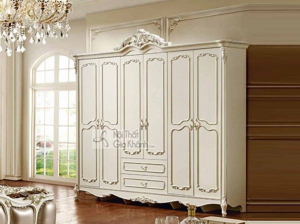 Tủ quần áo 2m2 màu trắng kem