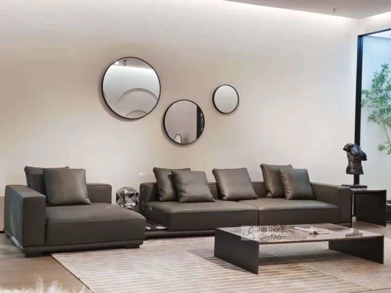Bộ Sofa Da Góc Phải Phong Cách Ý Cho Phòng Khách SF2202