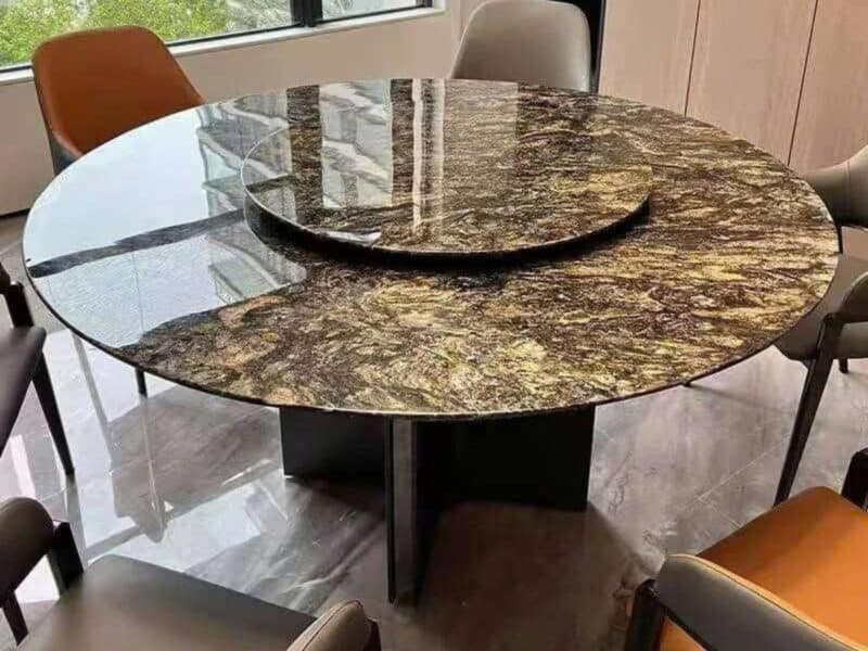 Bàn Ăn Tròn 1m8 Có Mâm Xoay Mặt Đá Tự Nhiên BAQ16-18