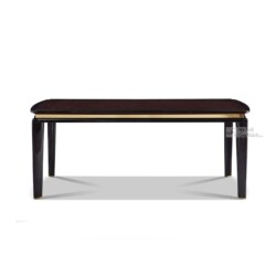 Bàn ăn mặt gỗ BAGD03-20 chụp chính diện trên nền trắng, nổi bật với mặt bàn hình chữ nhật bo tròn các góc, màu nâu sẫm. Vi…