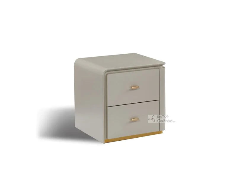 Tủ đầu giường TAQF278 phong cách Luxury, chụp góc 3/4 từ phía trước bên phải trên nền trắng. Tủ có thiết kế hình hộp bo tr…