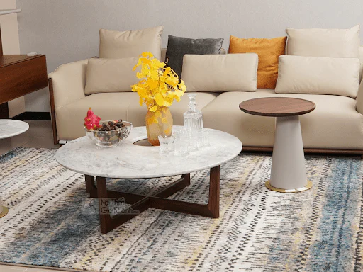Bàn trà sofa hình tròn gọn nhẹ cho phòng khách nhỏ