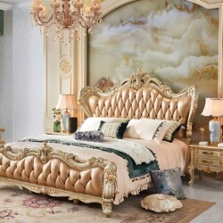 Giường ngủ tân cổ điển REGALIA GIB68-20 được bài trí trong không gian phòng ngủ sang trọng. Giường có đầu và chân giường b…