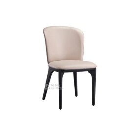 Ghế ăn hiện đại GHY923 chụp chính diện trên nền trắng, nổi bật với thiết kế thanh lịch. Lưng tựa và đệm ngồi bọc da sinh t…