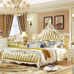 giuong king size boc da tan co dien chau au bh8836