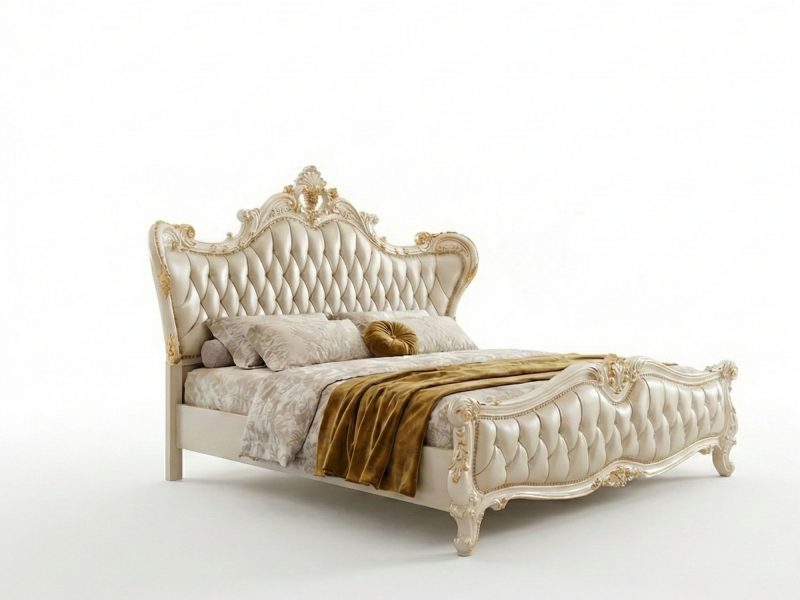 Giường Ngủ Bọc Da 1M8 GIB22-18 Họa Tiết Dát Vàng