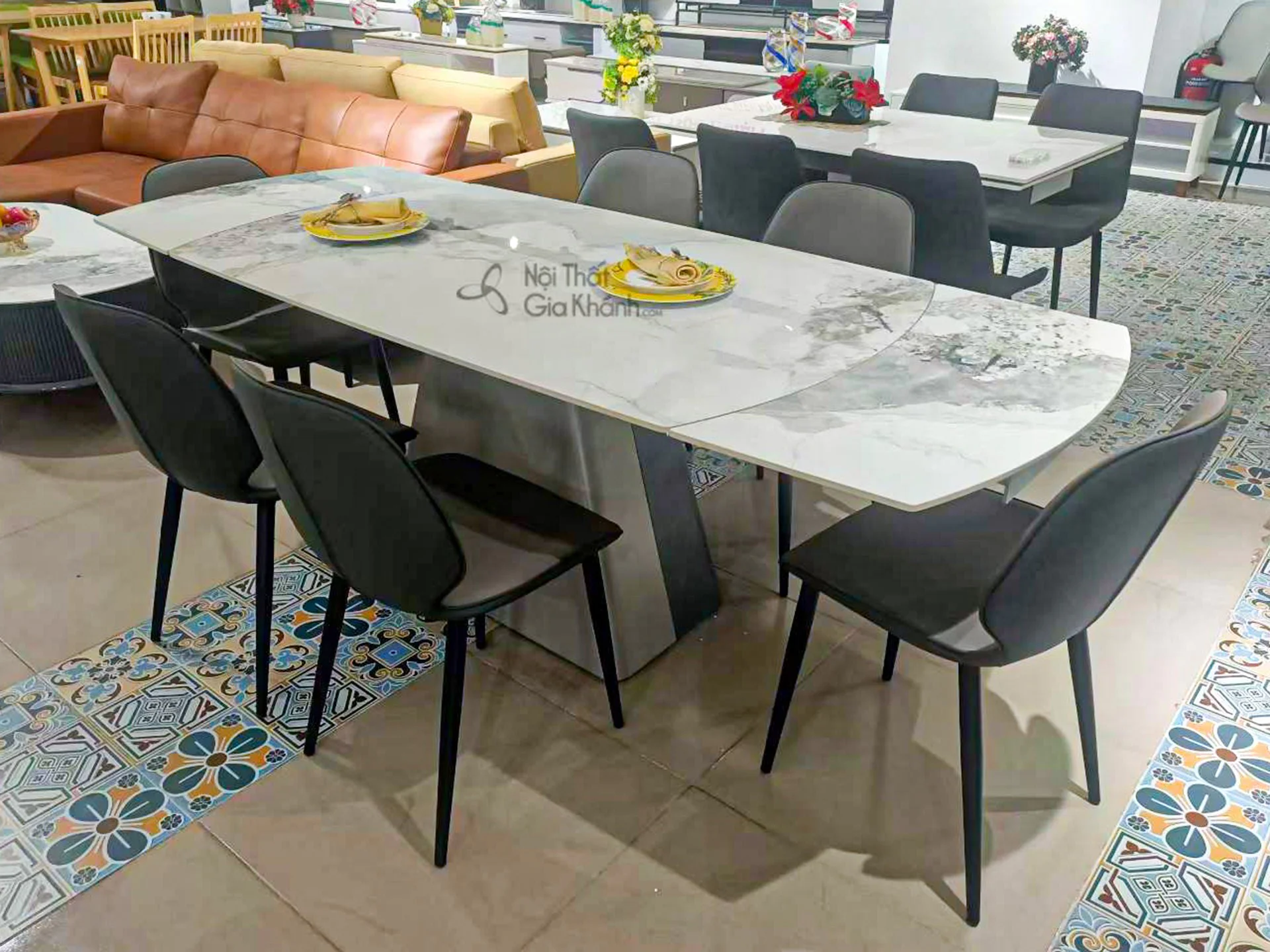 Bàn ăn 6 ghế hiện đại kích thước 1m6 phù hợp căn hộ chung cư