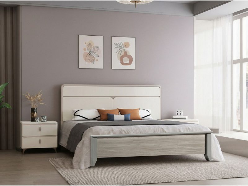 Giường Tủ Hiện Đại Kèm 2 Tủ Đầu Giường GI6802-18