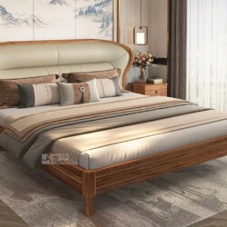 Giường ngủ gỗ Mun GI921-18 được chụp chính diện, nổi bật với thiết kế hiện đại và sang trọng. Khung giường làm từ gỗ Mun N…