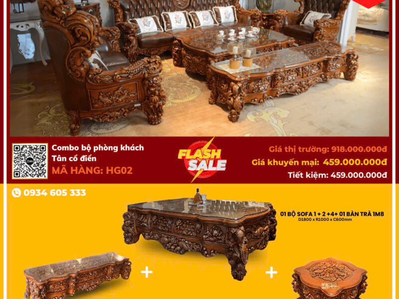 Combo Bộ Phòng Khách Tân Cổ Điển