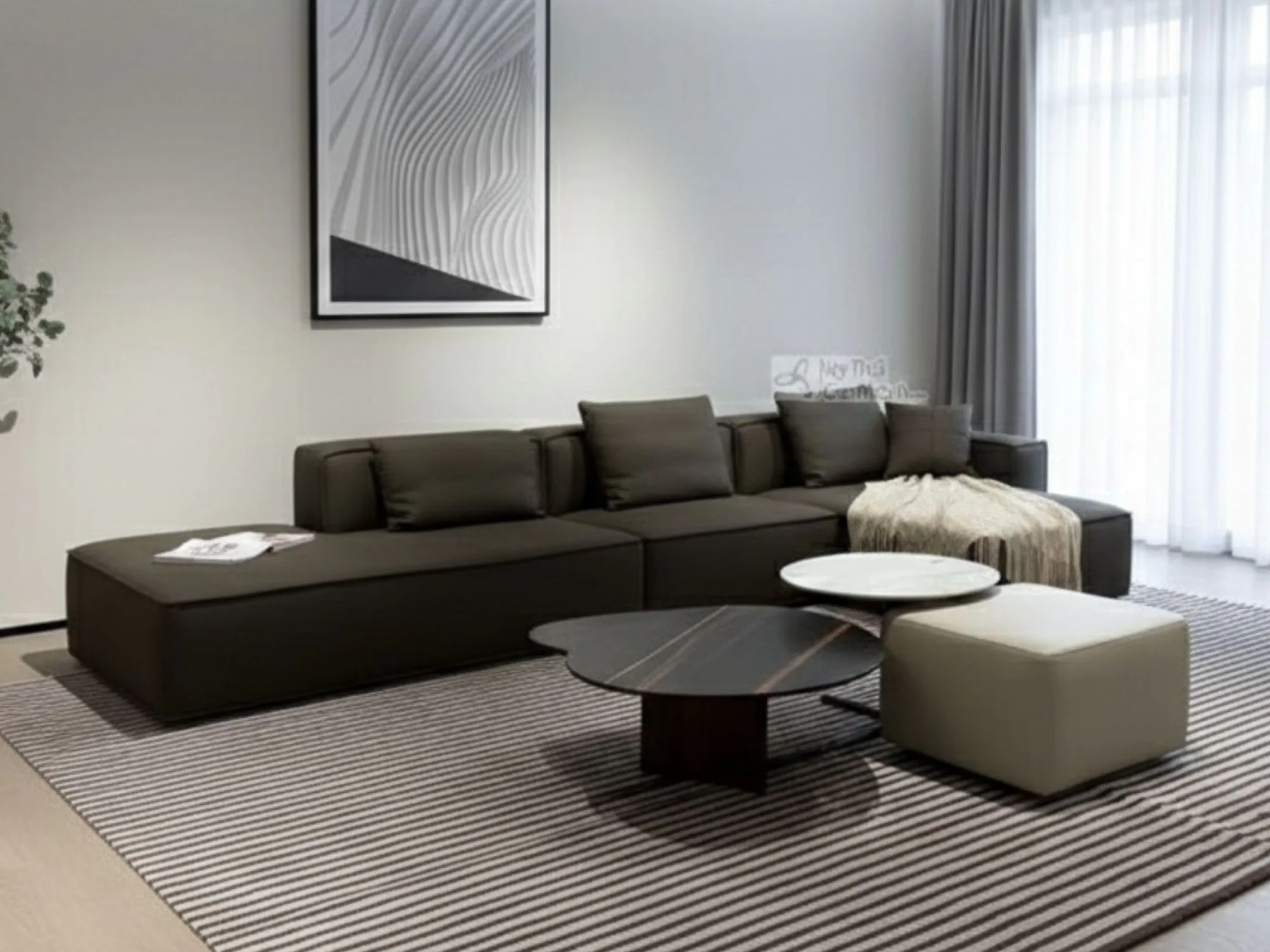 Bộ Sofa Góc Trái Phong Cách Ý Cho Phòng Khách SF1801B