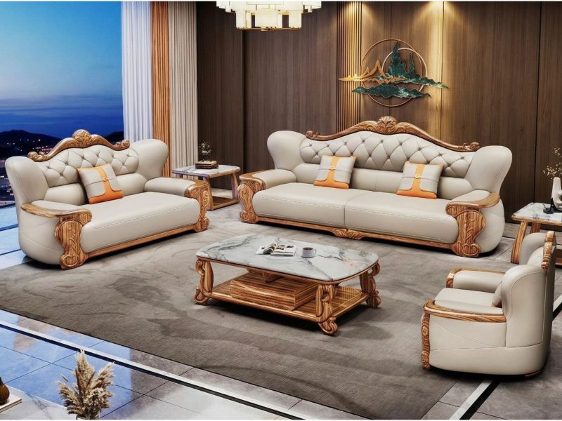 Bộ Sofa Gỗ Mun Tân Cổ Điển SBD57-124
