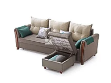 Hình ảnh sofa giường đa năng SF276-2G góc phải được chụp từ góc trên bên phải, tập trung vào tính năng mở rộng và ngăn chứ…
