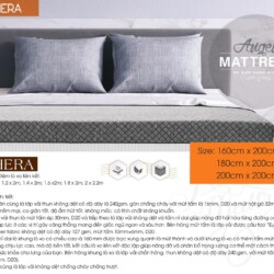 Ảnh chụp cận cảnh mặt trên của đệm lò xo cao cấp Hera màu xám đậm, đặt trên nền trắng. Đệm có bề mặt chần họa tiết hình th…