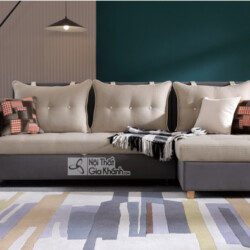 Ghế sofa giường góc chữ L SF250-8G được chụp toàn cảnh trong không gian phòng khách hiện đại. Sofa có thiết kế tối giản vớ…