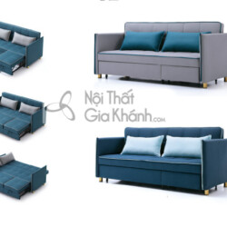 Tổng hợp các hình ảnh minh họa sofa giường SF1018-3 ở nhiều góc độ và màu sắc (xám, xanh dương). Ảnh thể hiện rõ cơ chế ké…